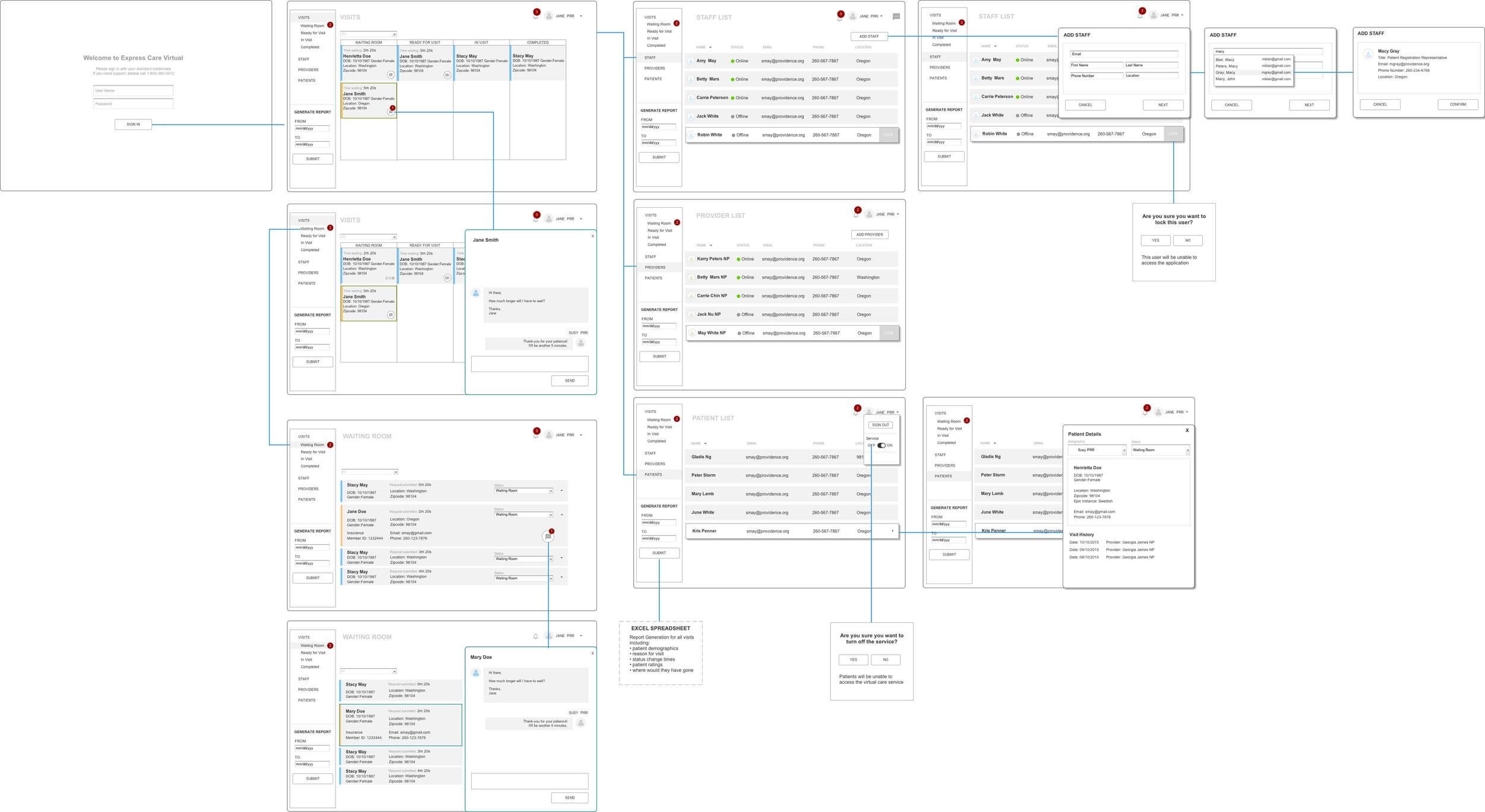 Collaborated with Sunny Lee on administrative dashboard wireframes. Many iterations until we ended up with something that helped the staff and didn't add daily stress.