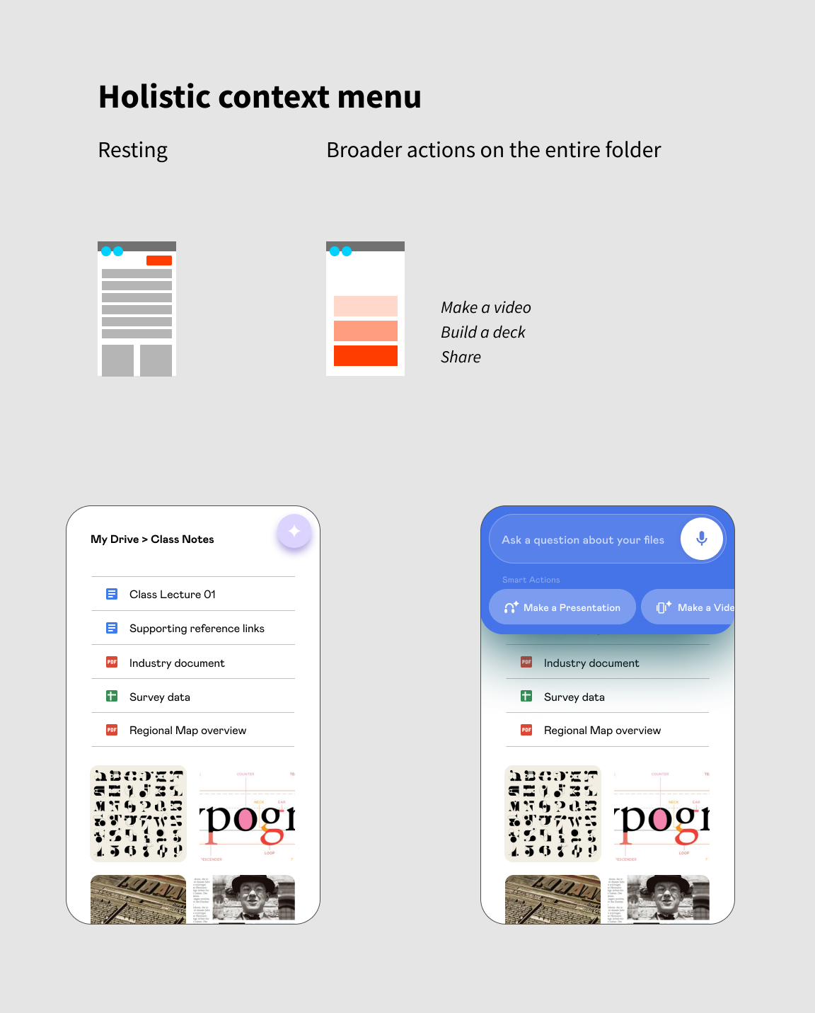 Holistic context menu, resting state and broader folder actions