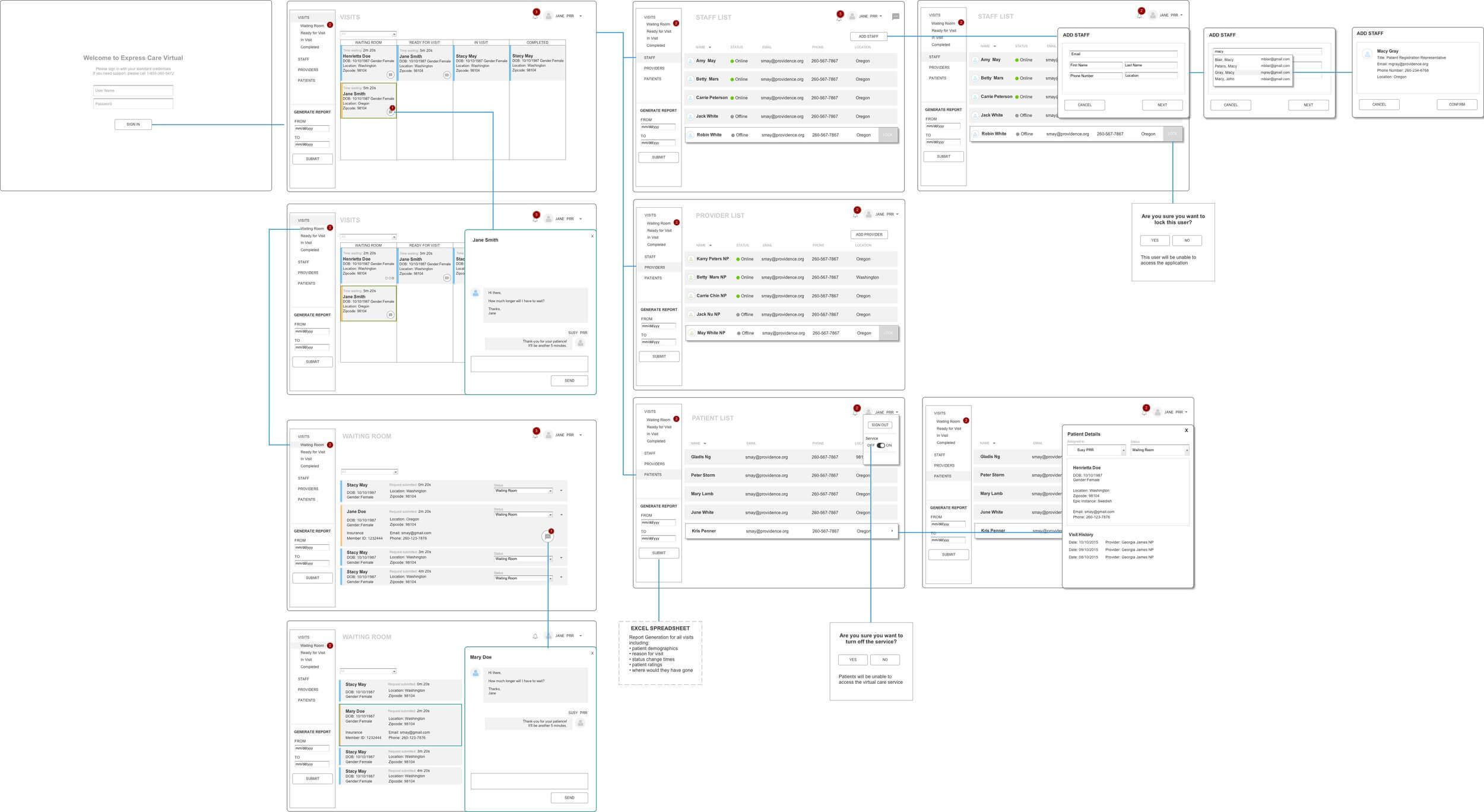 Collaborated with Sunny Lee on administrative dashboard wireframes. Many iterations until we ended up with something that helped the staff and didn't add daily stress.