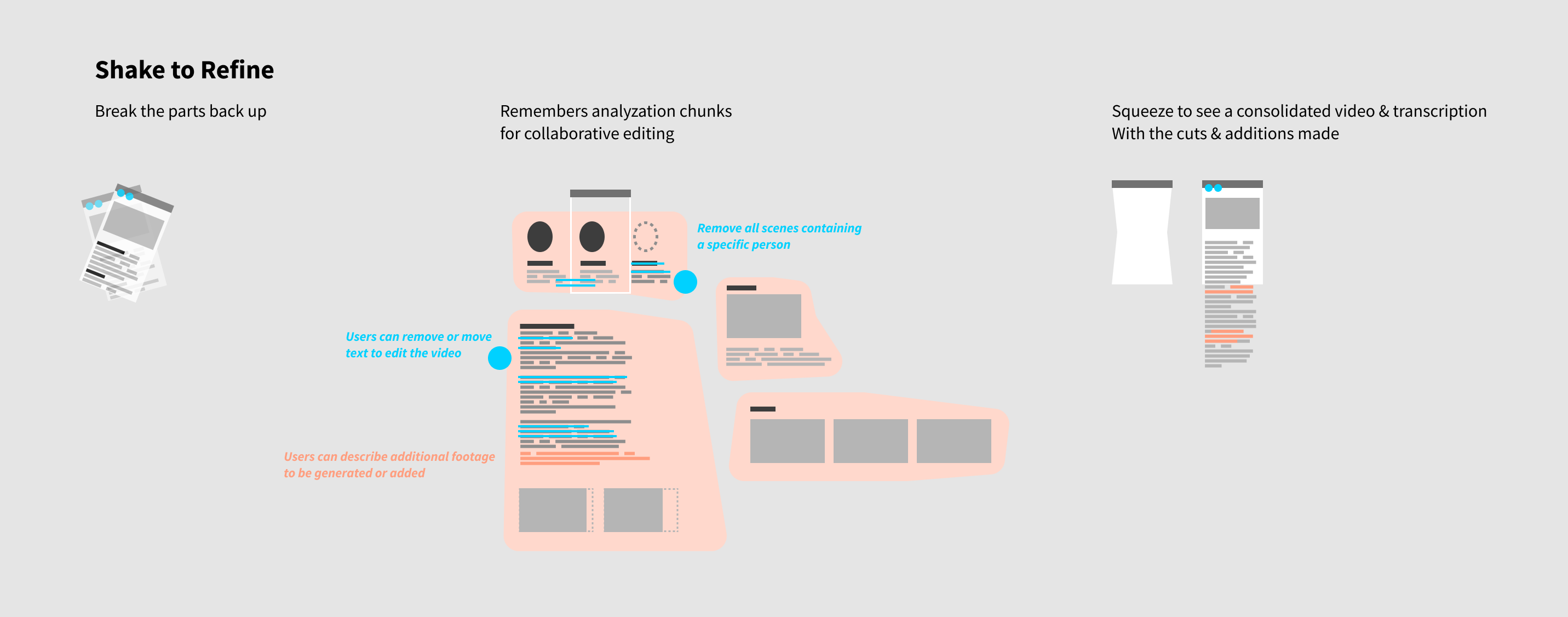 Shake to Refine (video), break back up, remembers analyzation chunks for collaborative editing