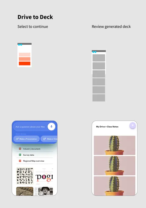 Drive to Deck — Select to continue, Review generated deck