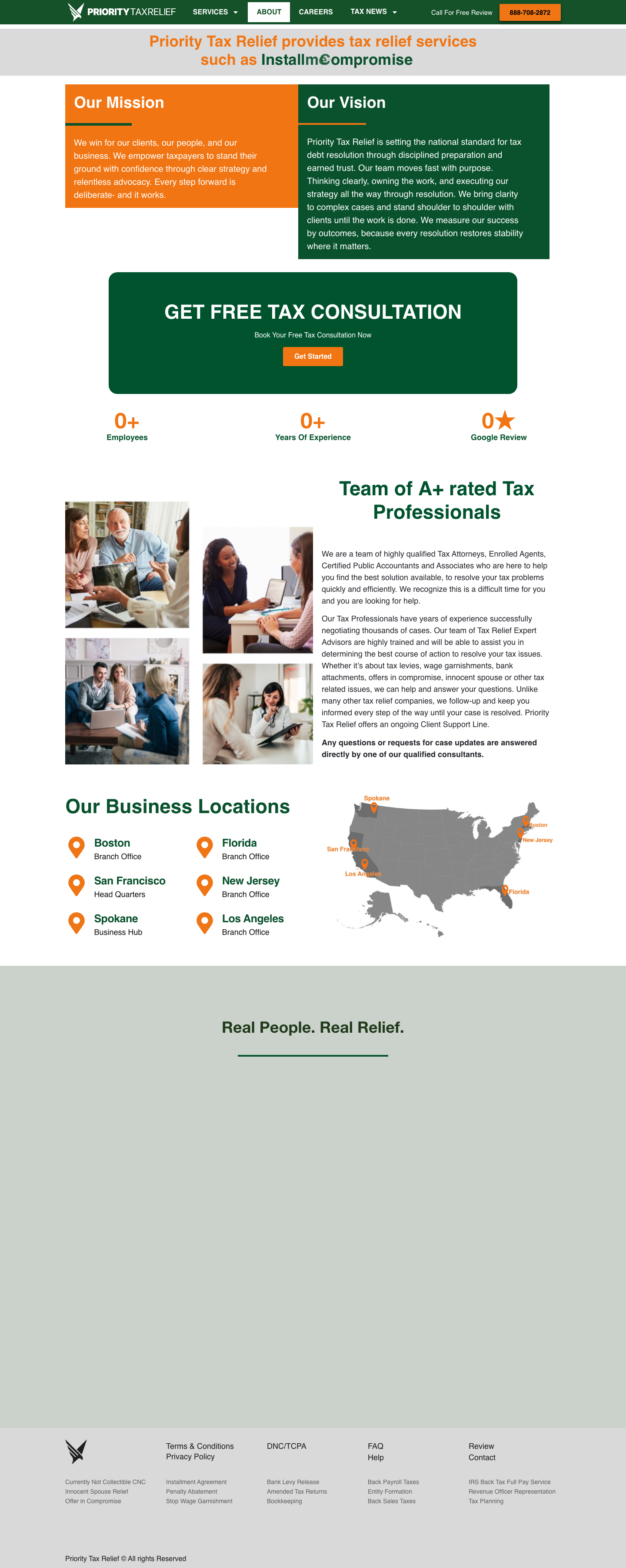Marketing about page, before redesign