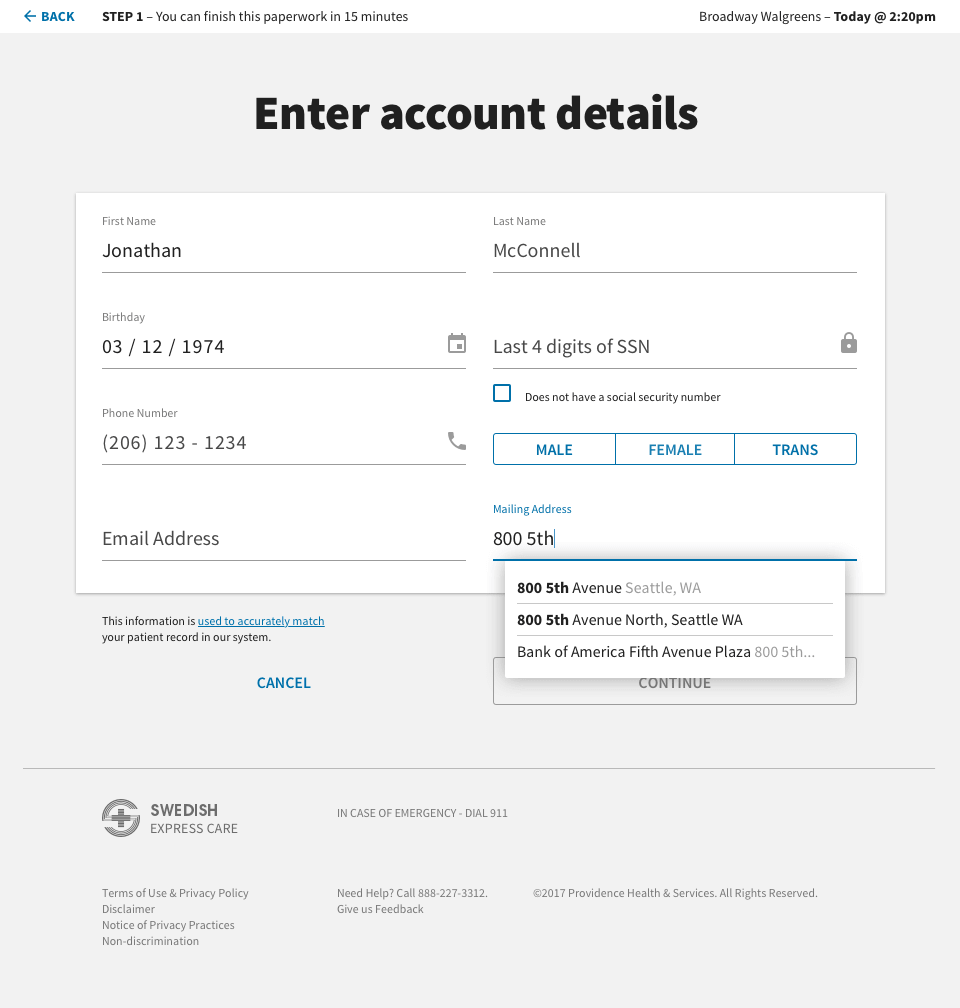 Material's card-based structure imposed on the sign-up forms.