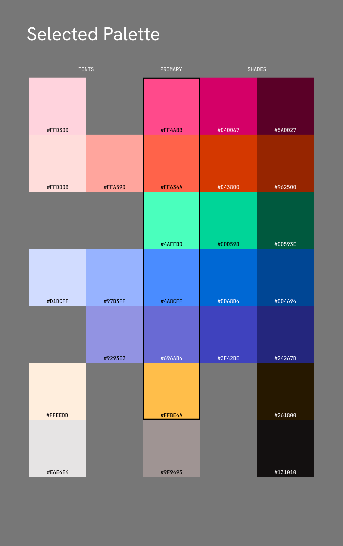 Color palette, full ramp with accent colors