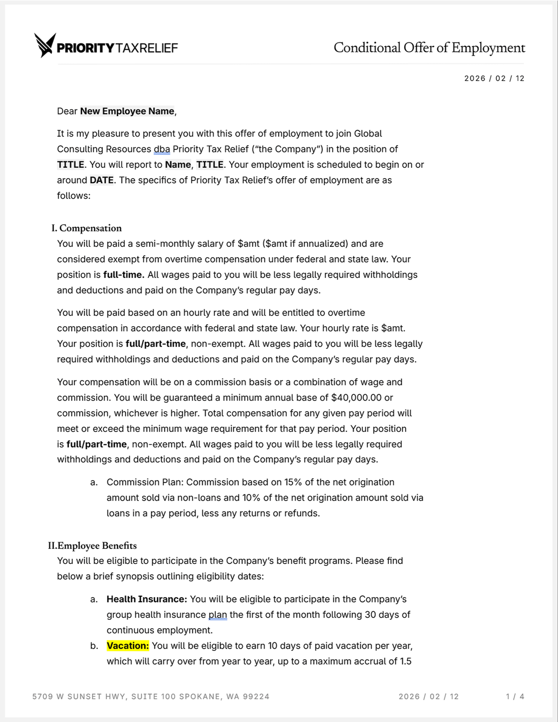 Letterhead redesign variant, with industry-specific callout banner for specialized tax services.