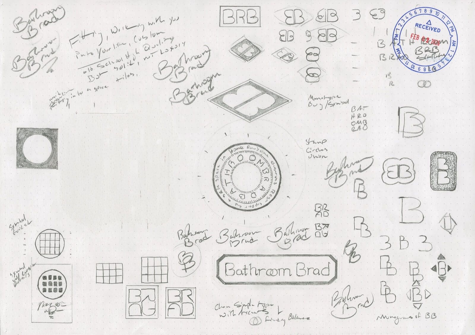 Logo sketches, early explorations