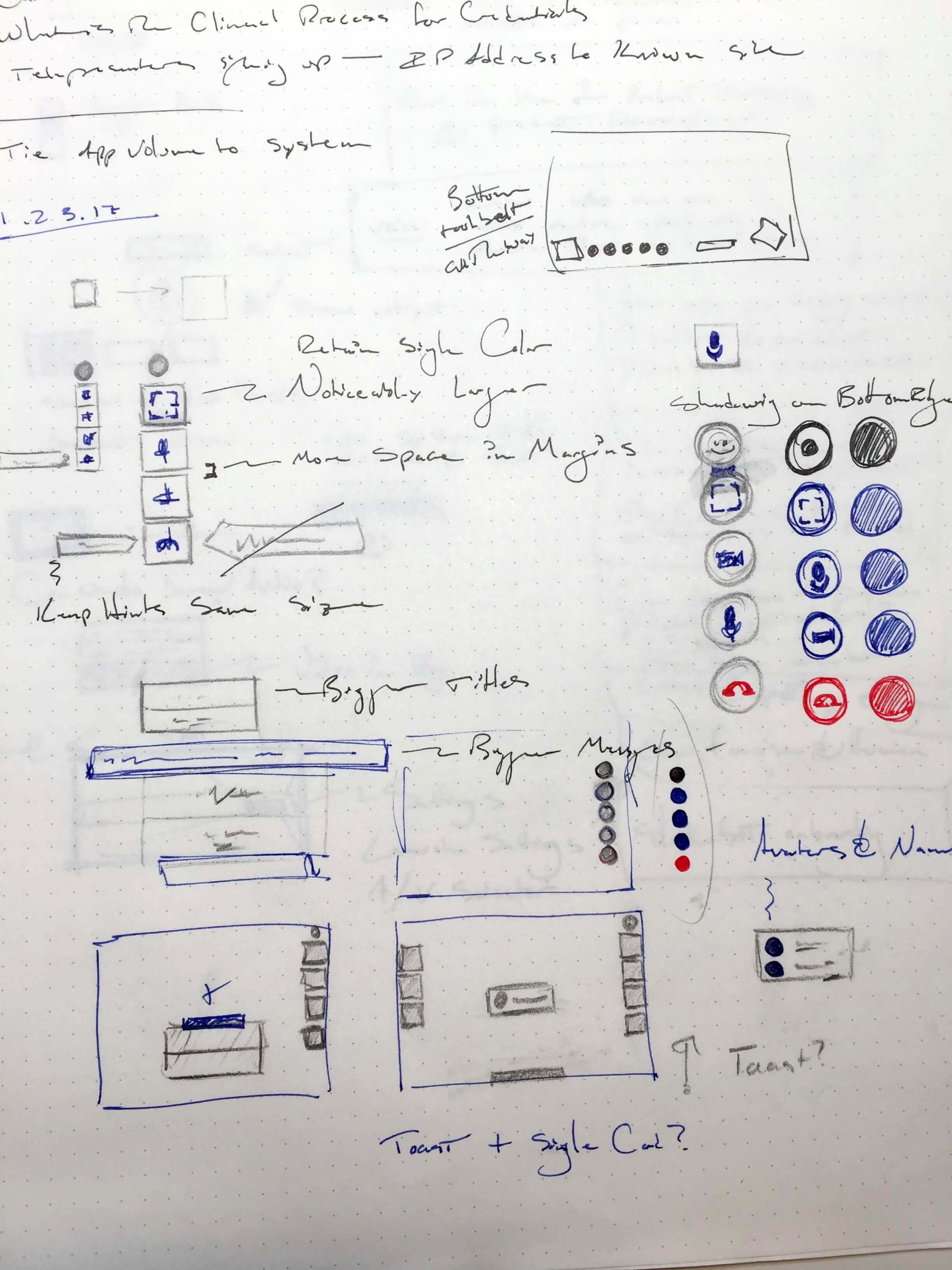 Express Care scheduling flow wireframes, early IA and navigation structure.
