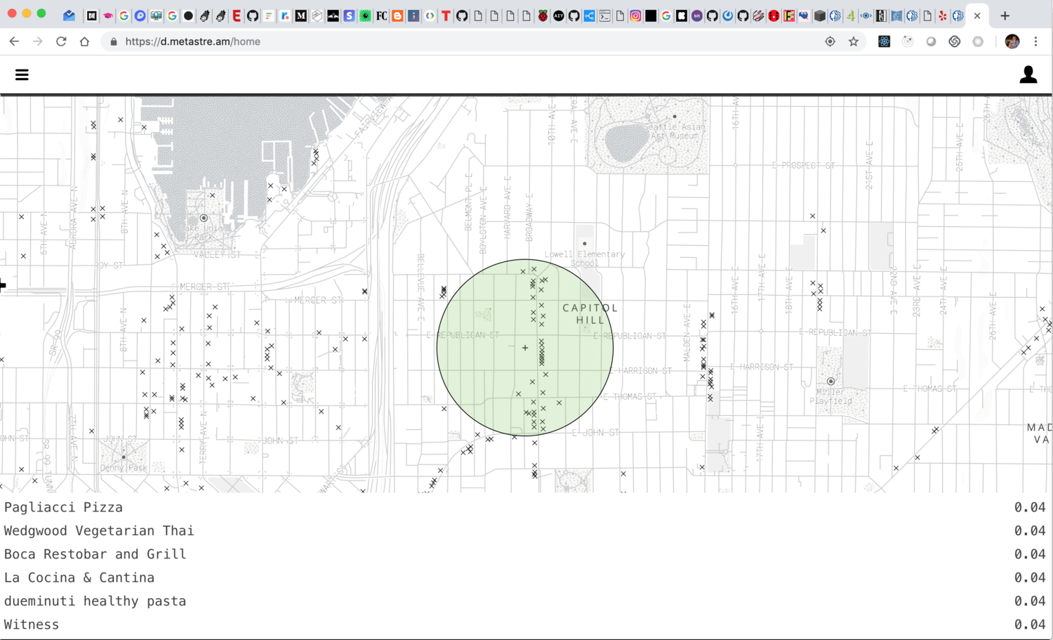 Locale querying based on user position / built by Mike Shrieve