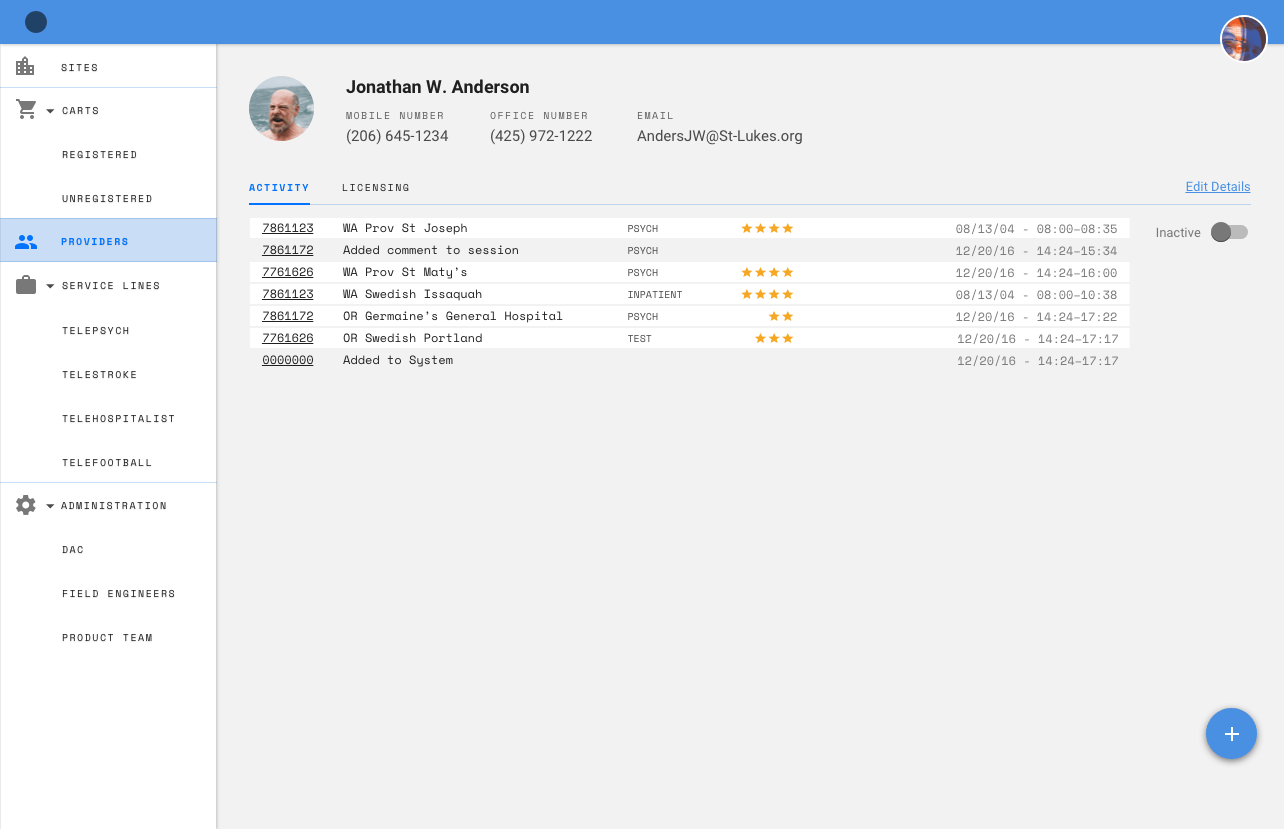 Design language being applied to a provider's detail view.