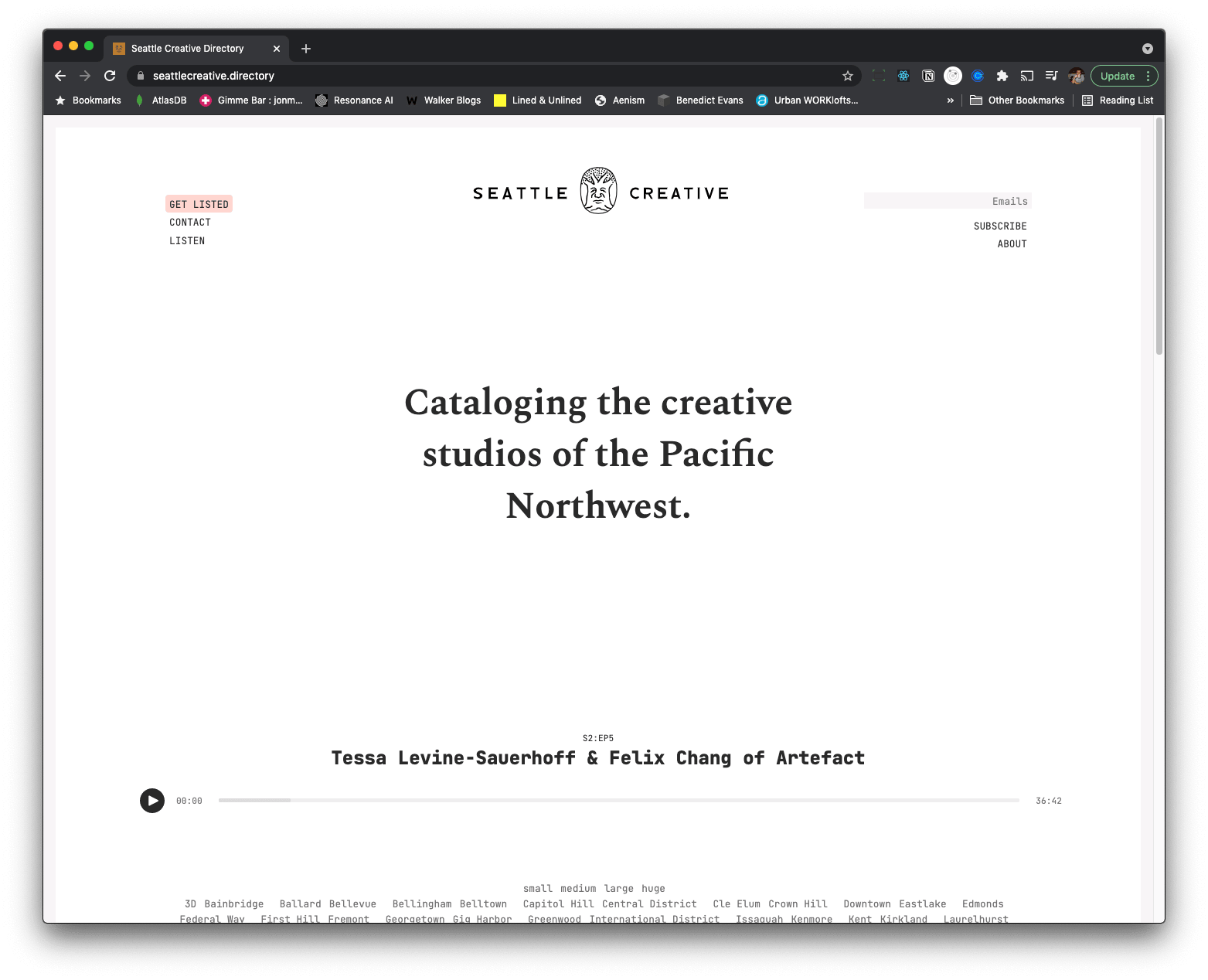 The earliest version with the original logo by Lee Gehrig: a flat A–Z list with no filtering, no map, no database. Every entry was a hand-edited Markdown file. When it hit ~80 listings it became unmanageable.